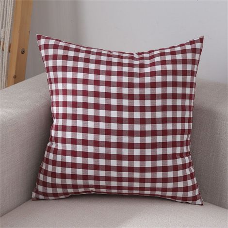 Zweiteiliges Kissenbezug-Set im Landhausstil mit Büffelkaromuster, Kissenbezug aus Polyester-Leinen-Karo, geeignet für die Wohn- und Schlafzimmerdekoration, 12 x 20 Zoll.