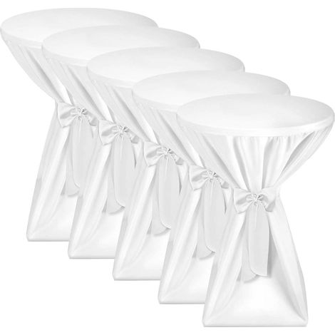 5X Premium Stehtischhussen 80 cm Blickdicht Weiß