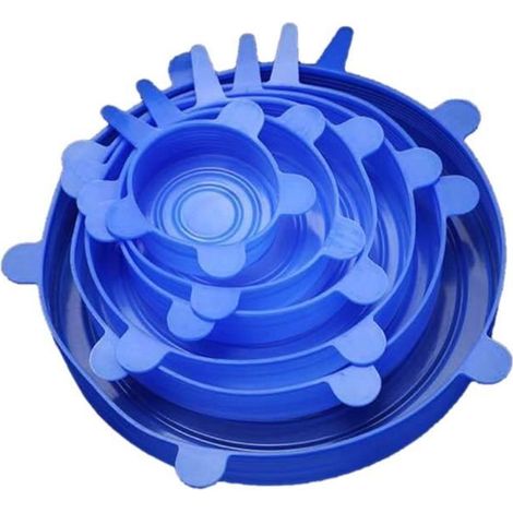 6pcs Couvercle Extensibles en Silicone 6 Tailles Differentes pour Micro-Ondes/Le Four/Le Frigo/Le Lave-Vaisselle