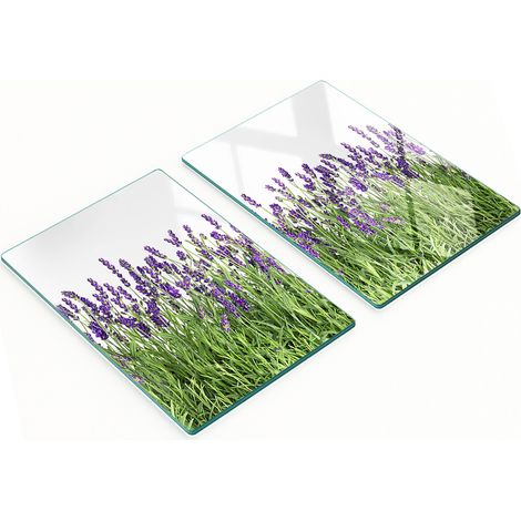 Küchenschneidebretter aus Glas mit Lavendelblütenmotiv, 2 x 40 x 52 cm (1/5)