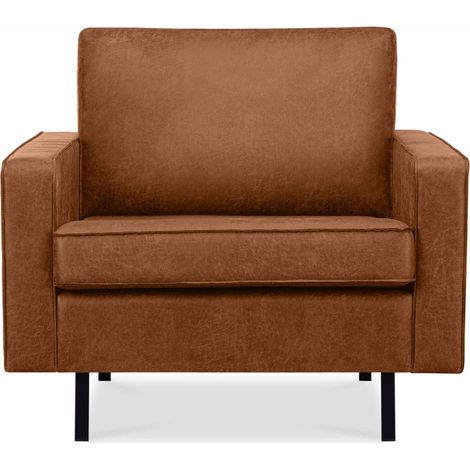 KONSIMO INVIA Großer Loft-Sessel aus Leder und Mikrofaser, cognac (1/5)