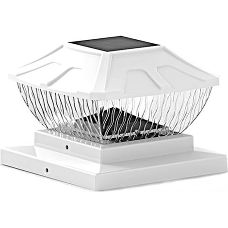 Borne lumineuse solaire étanche d'extérieur, 15 x 15 cm, batterie 600 mAh, étanchéité IP65, idéale pour terrasse, jardin, clôture et portail. (1/4)
