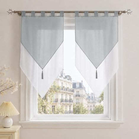 Kitchen Curtain Transparent Grey 60 x 90 cm (1/3)