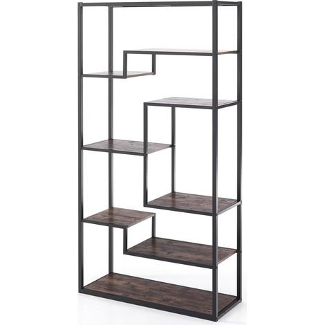 Libreria industriale metallo nero e ripiani legno 160 cm Eugene
