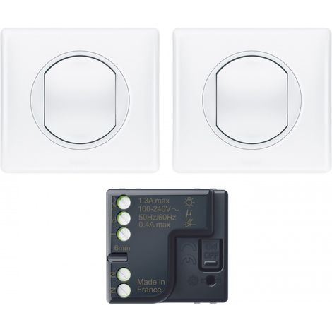 Legrand – Kit prêt-à-poser connectable – 2 commandes sans fil – Module de contrôle lumineux blanc – Auto-étanche pour installation rapide (1/4)