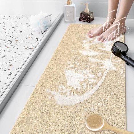 Rutschfeste Duschmatte, Badematte mit Abflusslöchern, beige, 40 x 60 cm (1/4)
