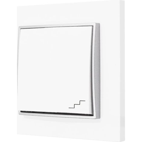 Interrupteur d'escalier avec cadre Karlik Mini, blanc/argent (1/4)