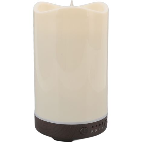 Diffuseur d'Huiles Essentielles en Forme de Bougie avec Lumière Colorée et Design Bois, Humidificateur d'Ambiance pour Maison, Prise UE 100‑240V (1/5)
