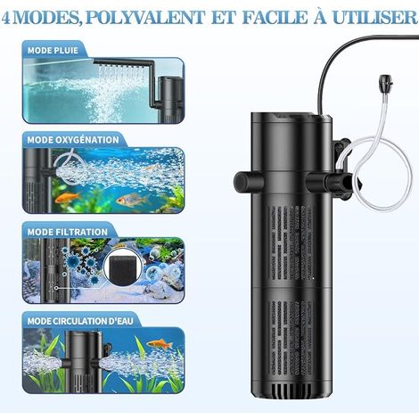 Aquarium Filter, 800L/H Internal Filter for Aquarium Flow Adjustable for 30L-200L Freshwater or Saltwater Aquarium 12W (1/4)