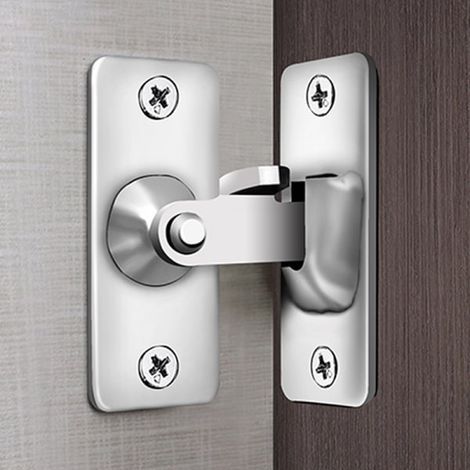 HONORNIC - Serrure de porte incurvée en acier inoxydable à 90 degrés, couleur argent (1/5)