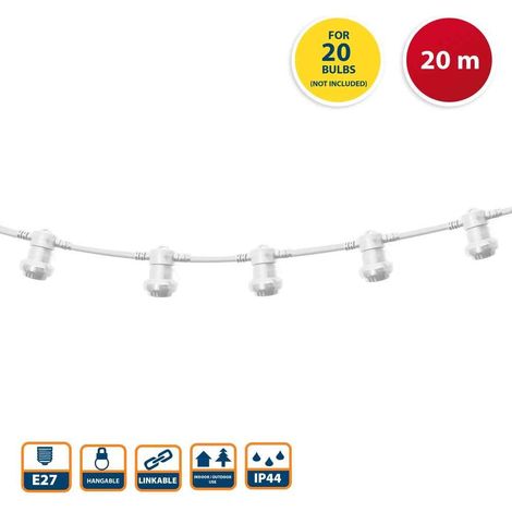 Guirlande lumineuse d'extérieur - VELAMP - PARTY LIGHT - 20 douilles E27 - IP44 - Prolongeable