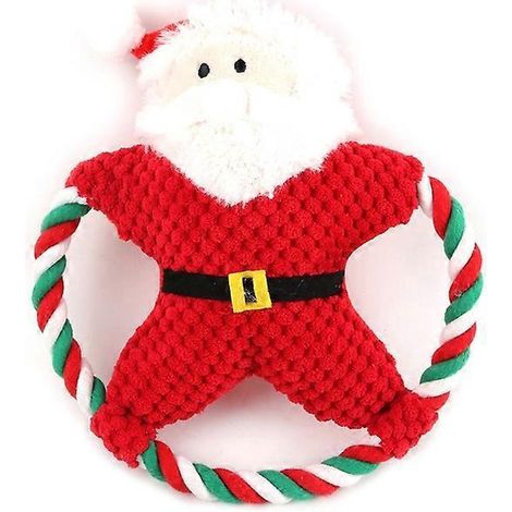 Weihnachtliches Plüsch-Hundespielzeug mit Quietschgeräusch, Kauspielzeug mit Seil für kleine und große Hunde - Weihnachtsmann, festliches interaktives Spielzeug für Kauer, langlebig und unterhaltsam f