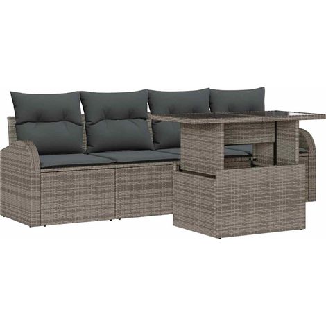 Maison Exclusive - Set Divano da Giardino 5 pcs Grigio Rattan in Polipropilene