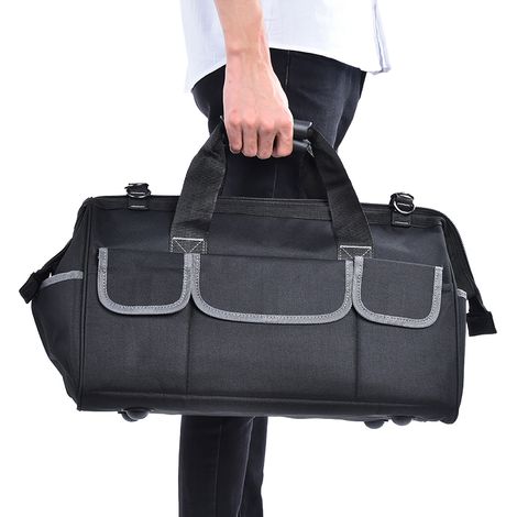 Sac à outils YILEQI 19 pouces en tissu Oxford gris résistant à l'usure, avec bandoulière (1/5)