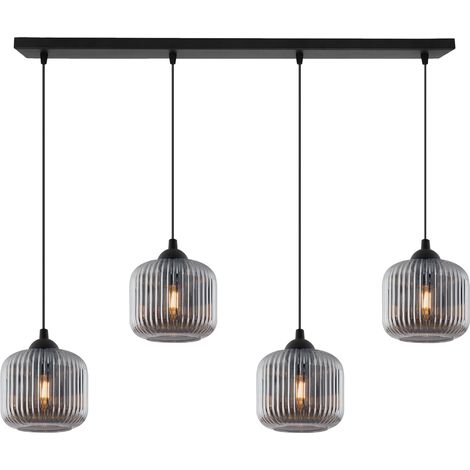 LAMPADA A SOSPENSIONE RIFFLE NERA 4 PARALUME GRAFITE PIATTO CILINDRO E27 (1/5)