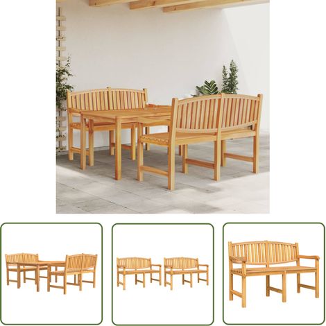 The Living Store 3-tlg. Garten-Essgruppe Massivholz Teak - Holztisch - Gartentisch - Esszimmerset - Gartenmöbeln - Teakholz (1/5)