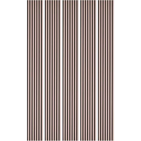 Mur TV - Lot de 5 Panneaux tasseaux bois 250 x 30 x 1,9 cm - rose pastel/feutrine noir - 3,75m² (1/5)