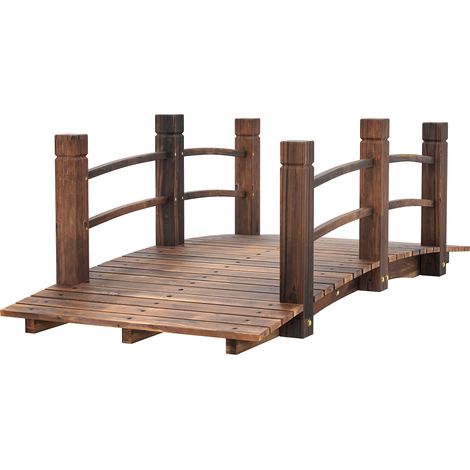 Outsunny Pont de Jardin - Pont de Bassin - passerelle en Bois - Décoration du Jardin dim. 152,5L x 67l x 48H cm - Bois de Sapin traité carbonisation