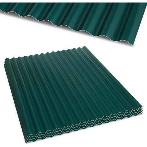Wolketon Lot de 5 plaques ondulées ASA vert foncé 117 x 93 cm, 1,5 mm, résistantes UV, acides, alcalis et sels, pour toiture extérieure (1/5)