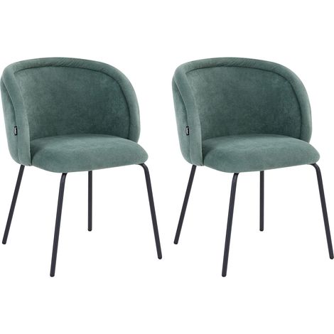 Set of 2 Dining Accent Chairs Light Green Upholstery without Armrests Metal Base Retro Design SARASOTA (1/5)
