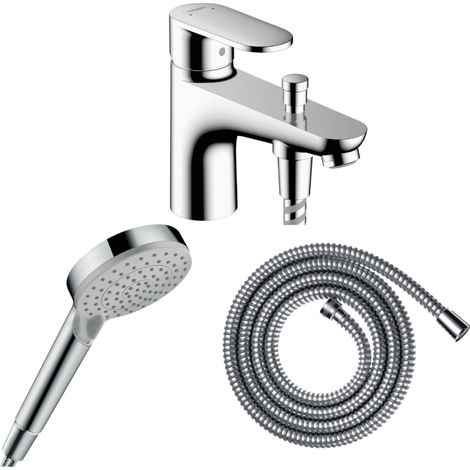 Pack mitigeur bain douche monotrou HANSGROHE Vernis Blend + Flexible Metaflex + Pommeau HANSGROHE Vernis Blend 100 Vario chromé