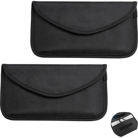 2 Pochettes Anti-Signal Blocage,Housse de Protection Contre Le Traçage,Les Ondes et Le Piratage pour Téléphone Portable et Clé de Voiture,Bloque GSM,5G,GPS,RFID,NFC (Noir) (1/5)