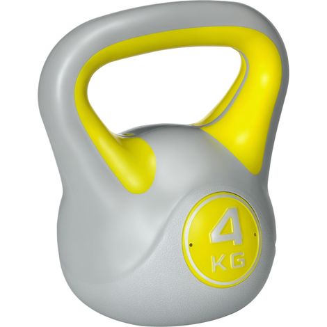 4kg Kettlebell for Home Gym, Durable Handle for Weight Lifting and Strength Training, Yellow and Grey Design (1/5)
