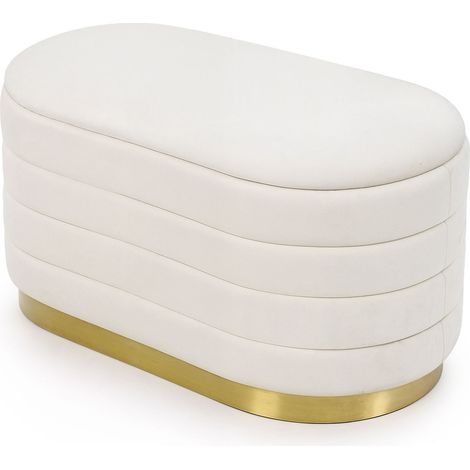 Banco acolchado con compartimento en terciopelo 80 cm BELLA Crema (1/5)