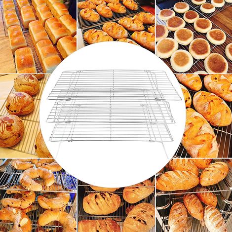 Grille de Refroidissement 3 Étages avec Pieds Pliants, en Fer, pour Biscuits et Pâtisseries - Kit de 3 (1/4)