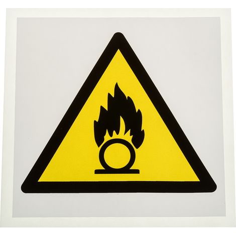 Panneau de danger, avec pictogramme : Danger subtances comburantes " " , Auto-adhésif ( Prix pour 1 )