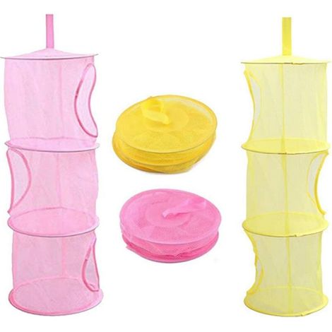 Paniers à linge pliables Panier en maille pliable à 3 couches Panier en maille pliable Panier de rangement suspendu Panier de séchage suspendu à 3 couches Parfait pour ranger les vêtements, les chaus