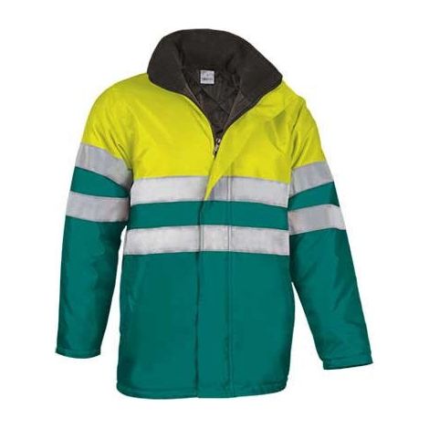 Parka de alta visibilidad con relleno acolchado Traffic L Amarillo fluor / Verde amazonas