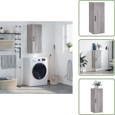 The Living Store Armoire murale sonoma gris 34,5x34x90 cm - Rangement (1/5)