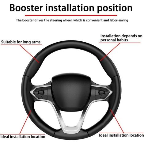 Bouton de Volant de Voiture, Universel Spinner de Volant Silicone, Bouton de Rappel de Volant Rotatif à 360°, Convient à Toutes Les Voitures, Camions, Semi-Remorques, Bateaux(Noir)