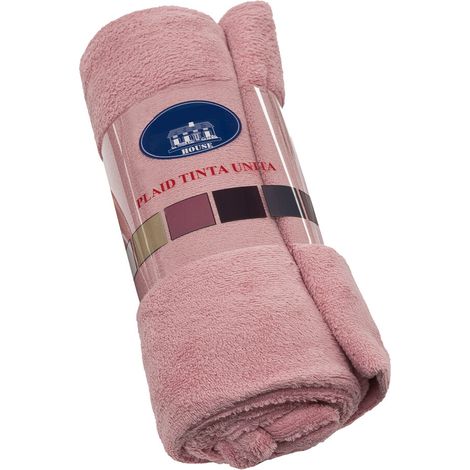 Coperta Plaid Morbida Vellutata Pile Caldo Soffice Avvolgente Divano Letto Poltrona Rosa - 130x160 cm