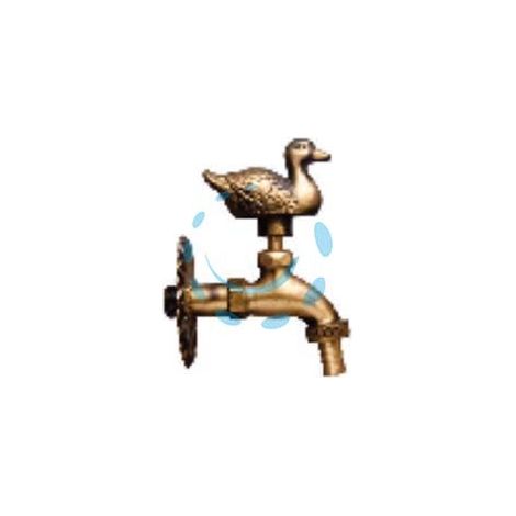 RUBINETTO ARTISTICO IN OTTONE ORO ANTICATO CON PAPERO - attacco M1/2" - raccordo terminale M 3/4"