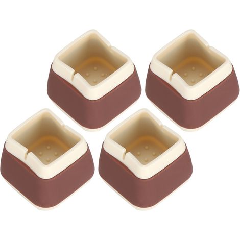 Beyamis Lot de 4 protège-meubles en silicone 3,3 x 3,9 x 3,9 cm, embouts antidérapants pour pieds de chaise et de table (couleur café) (1/5)