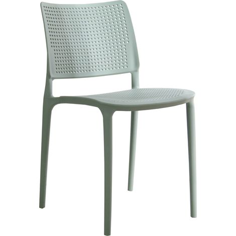 Chaise de terrasse ajourée en plastique vert sauge