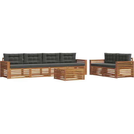 Conjunto de sofás de exterior 7 uds. Natural y Antracita vidaXL (1/5)