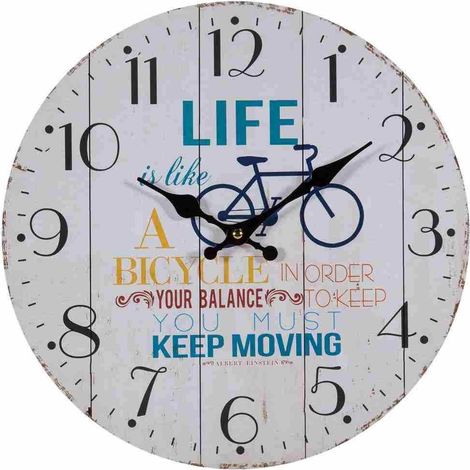 Reloj de pared de madera blanco d34x2 (1/4)