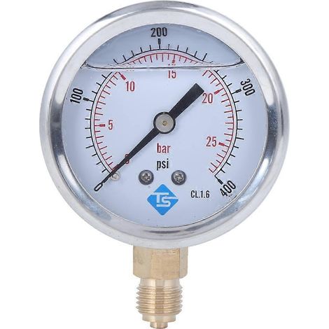 TS PGG604-25bar 1/4BSP Y60 Hochpräzises ölgefülltes Manometer 0-25bar 0-400psi