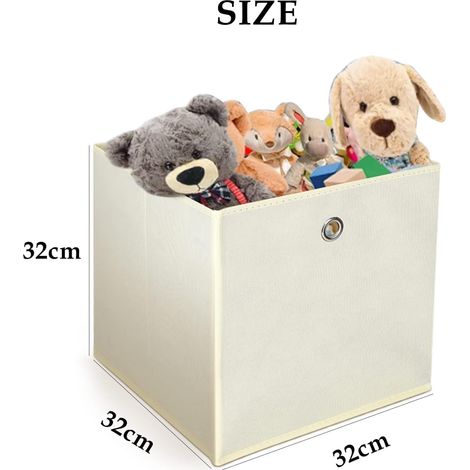 Trintion 10er Set Aufbewahrungsbox Faltbox Faltbare Stoff Faltkiste mit Fingerloch 32 x 32 x 32 cm für Kallax Regale oder Raumteiler Beige