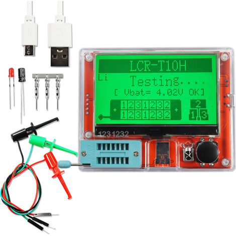 Probador de transistores multifunción LCR-T10H: Medición de capacitancia y resistencia, gran pantalla gráfica, para diodos, condensadores y resistencias. (1/5)