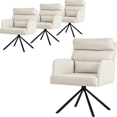 ML-Design Set di 4x Sedie da Pranzo Girevole Beige Sedia da Soggiorno con Braccioli e Schienale Poltroncina Girevole Posizione Auto Poltrona Sedia Imbottita con Cuscino e Rivestimento in Poliestere