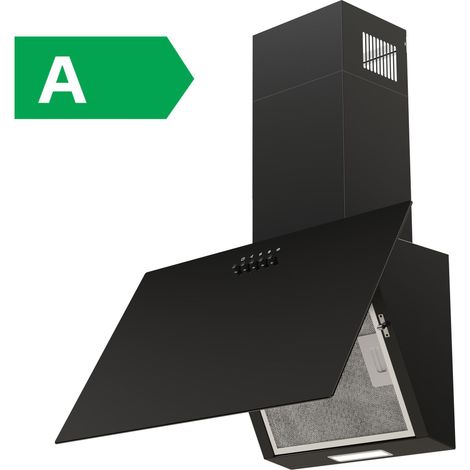 FIREGAS Hotte Asipirante 60cm- Mode Recyclage avec Filtre à Charbon - Multi-Filtration - 3 Vitesses - Noire [Classe énergétique A]