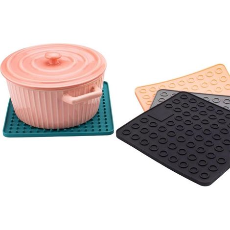 Lot de 4 dessous de plat en silicone, 230 °C, antidérapants (1/5)
