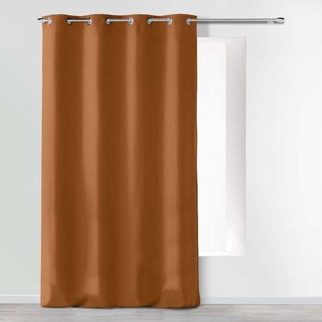 Rideaux à œillets (140 x 280 cm), couleur camel unie, microfibre. (1/5)