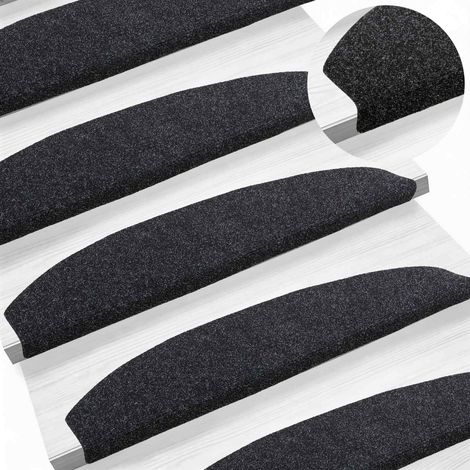 Maison Exclusive - Tappetini per scale autoadesivi 15 pcs Nero 80 x 24,5 x 3,5 cm