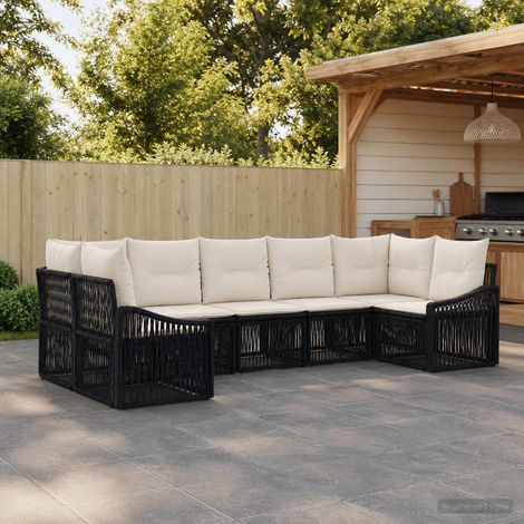 vidaXL Ensemble de canapé de jardin 7 pc 7-Nombre de places Noir (1/5)
