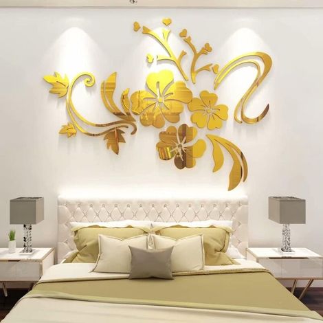 Pegatinas de espejo de pared con flores 3D, pegatinas de enredaderas de rosas, pegatinas decorativas elegantes y ecológicas para dormitorio, sala de estar, decoración, fondo de TV, espejos con flores 